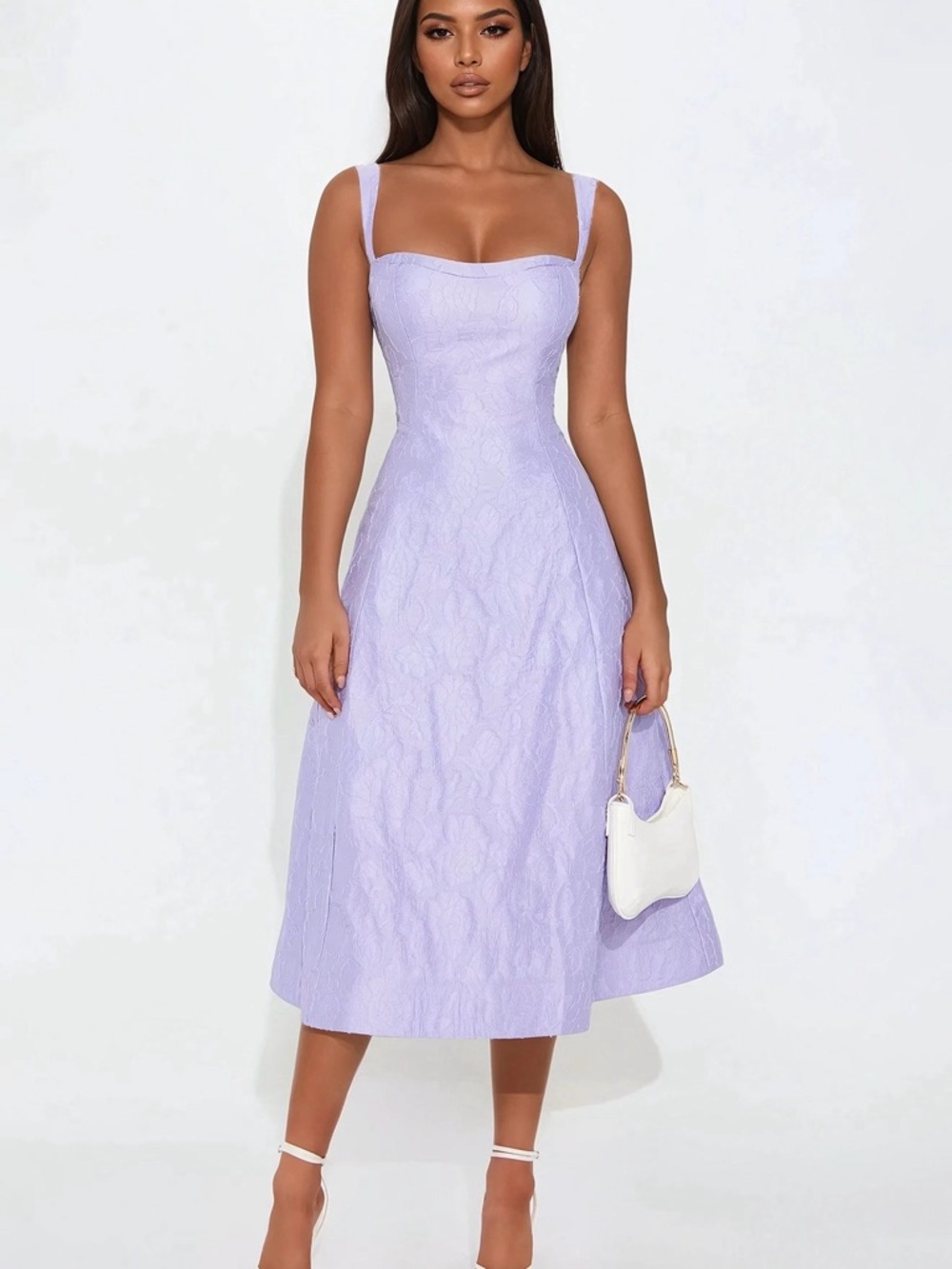 Fashion Nova Lilac Backless Square-Neck Midi Dress
